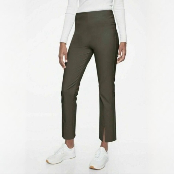 Athleta Pants - {Athleta} "Wander Crop Trouser" Short Arbor Olive Green Straight Split Hem Pants